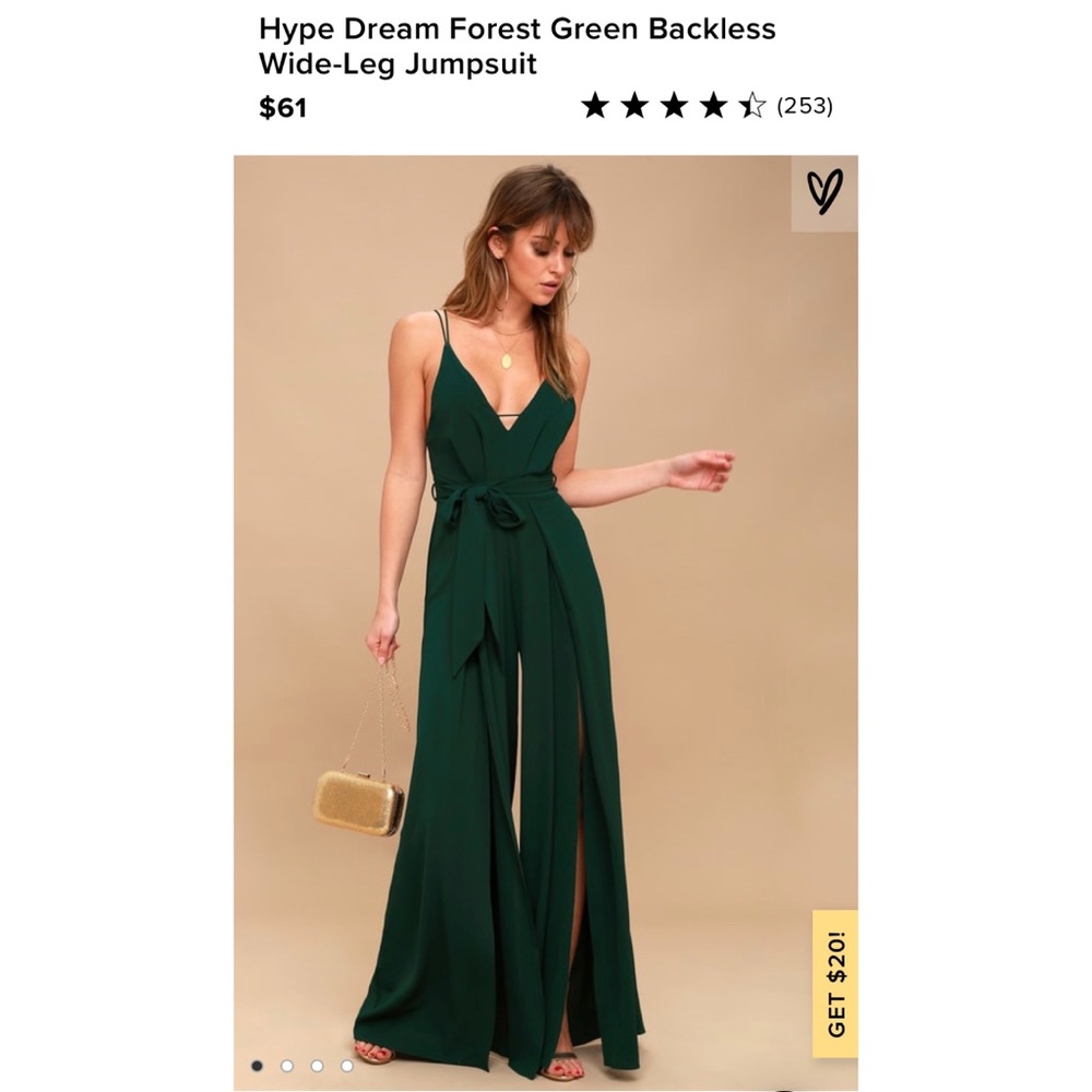Lulus Forest Green Backless Wide-Leg Jumpsuit